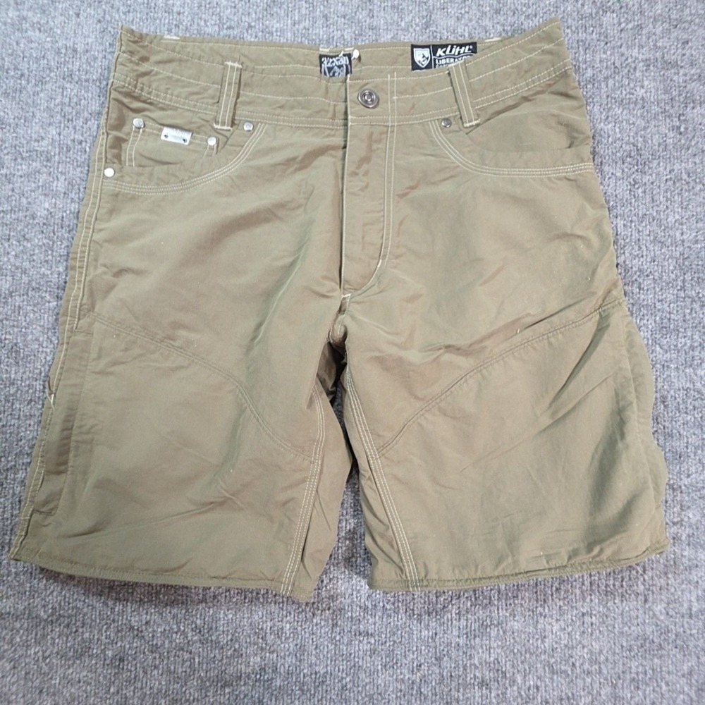 Kuhl Cargo Shorts Mens 32 Beige Nylon Canvas Outdoor Hiking Pockets Travel